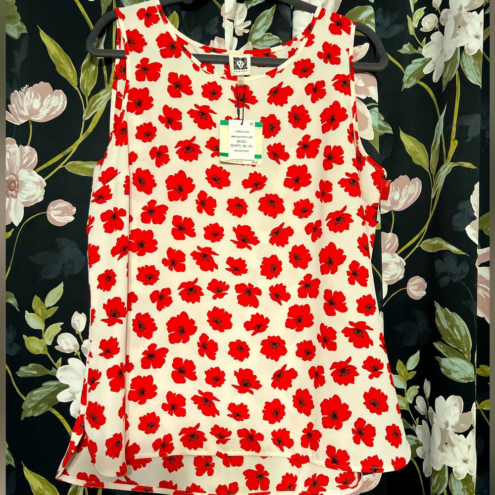 Anne Klein's Giverny Floral-print Sleeveless Top L